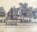 Historic hand sketch of Great Barrington Dispensary front entrance, historic Gothic Revival mansion from 1853